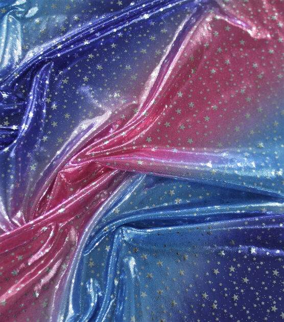 Performance Apparel Fabric Foil Stars on Pink & Blue Ombre, , hi-res, image 3