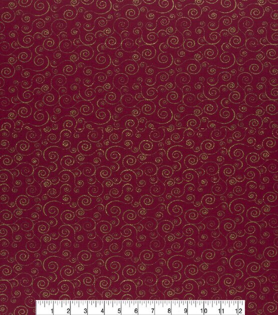 Scrolls Christmas Glitter Cotton Fabric, , hi-res, image 2