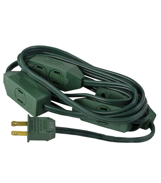 Northlight 9ft Green Indoor Extension Cord -9 Outlets and Foot Switch