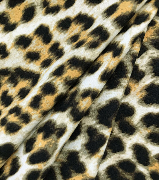 Cheetah Print Double Brush Jersey Knit Fabric, , hi-res, image 4
