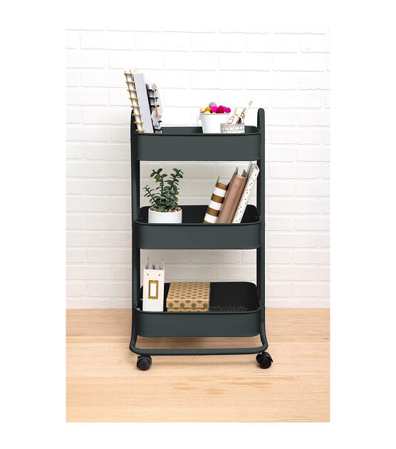 17" Rolling 3 Tier Metal Storage Cart by Top Notch, , hi-res, image 4