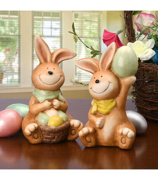 National Tree 7" Easter Bunny Pair Holding Eggs, , hi-res, image 4