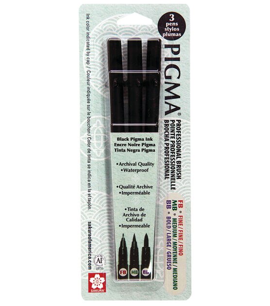 Sakura Pigma Brush Pen Black 3PC