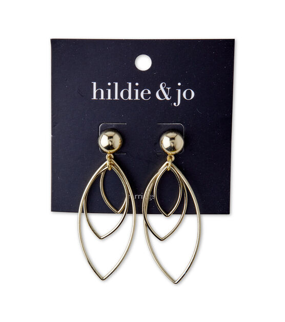 2.5" Gold Layered Wire Leaf Shaped Earrings by hildie & jo