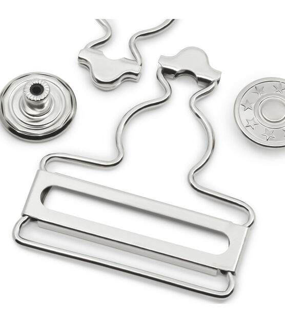 Dritz 1 3/4" Nickel Overall Buckles with No-Sew Buttons 2pk, , hi-res, image 2