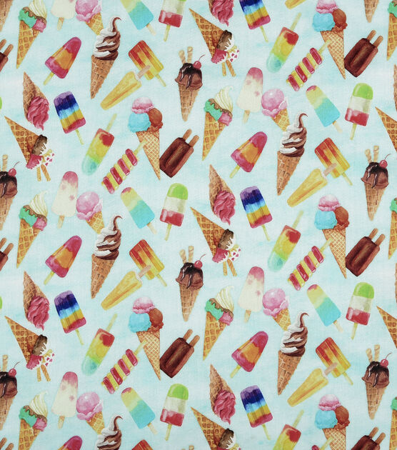 Ice Cream Popsicles Novelty Cotton Fabric