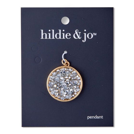 Gold & Clear Crushed Stone Round Pendant by hildie & jo