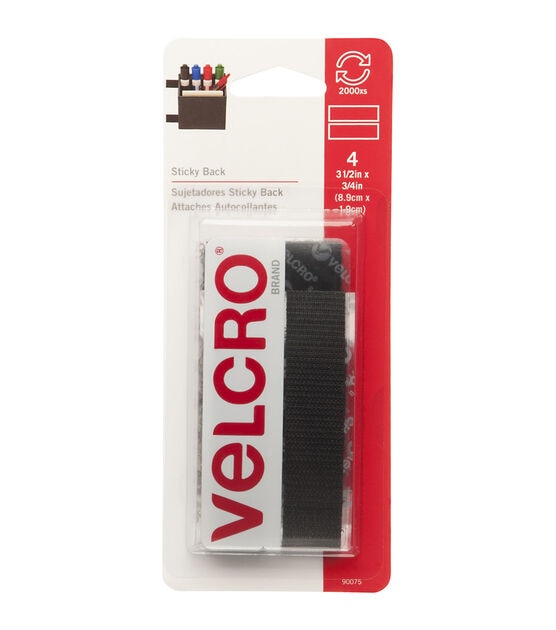 VELCRO Brand Sticky Back Tape 4pcs 0.75''x3.5'', , hi-res, image 1