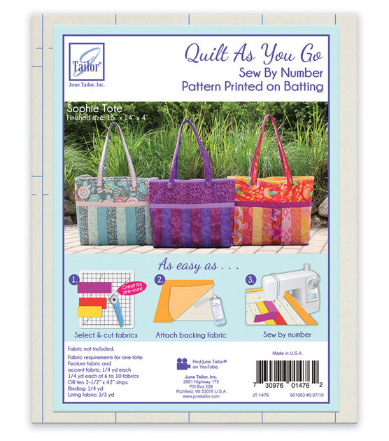 June Tailor Quilt As You Go Tote Bag-Sophie 15'X14'X14