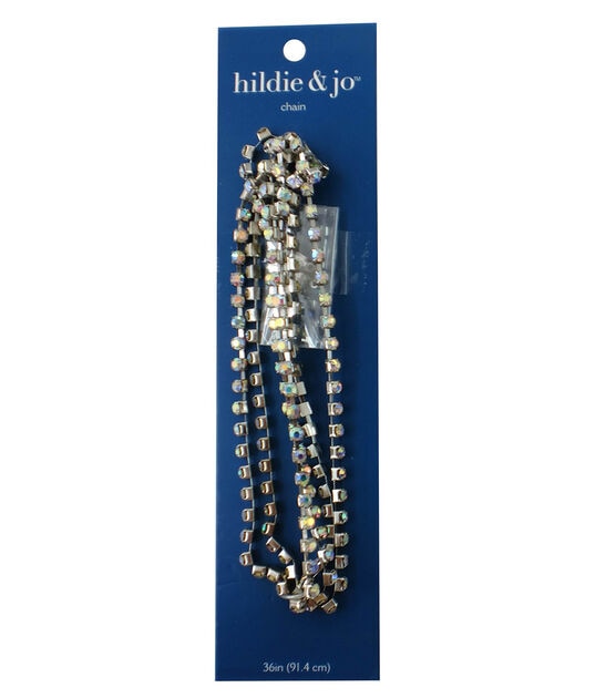 36" Silver Aurora Borealis Rhinestone Box Chain by hildie & jo