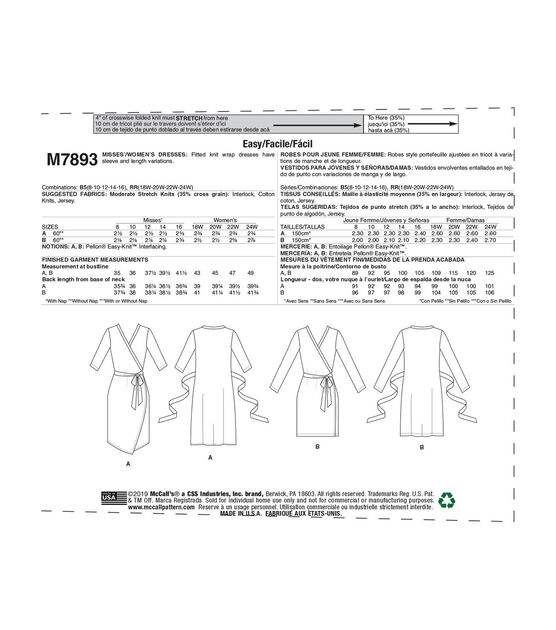 McCall's M7893 Size 8 to 24W Misses & Women's Dress Sewing Pattern, , hi-res, image 4