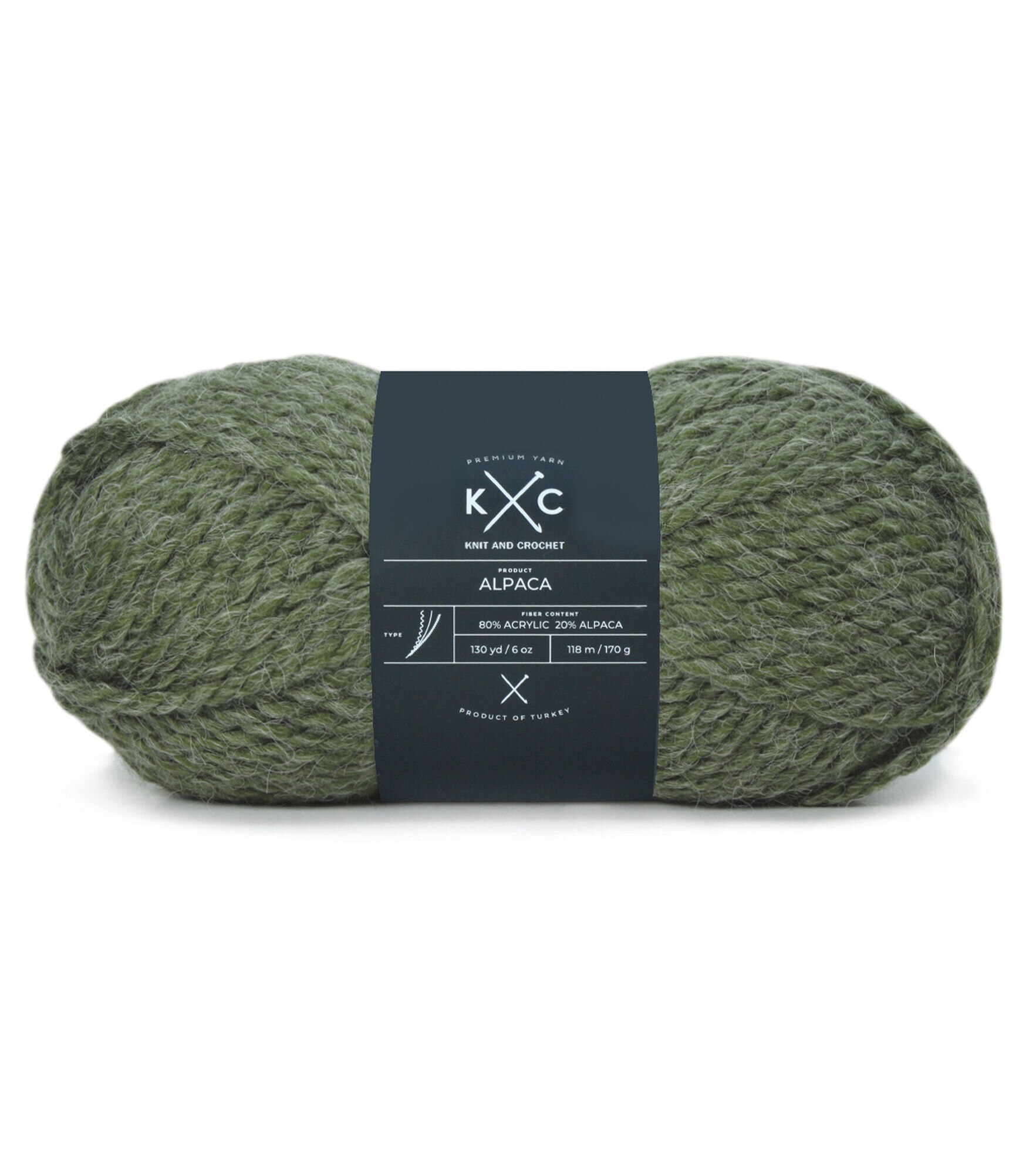 130yds Alpaca Super Bulky Acrylic Blend Solid Yarn by K+C, Green, hi-res