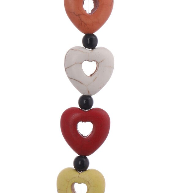 20mm Multicolor Turquoise Stone Heart Bead Strand by hildie & jo, , hi-res, image 2