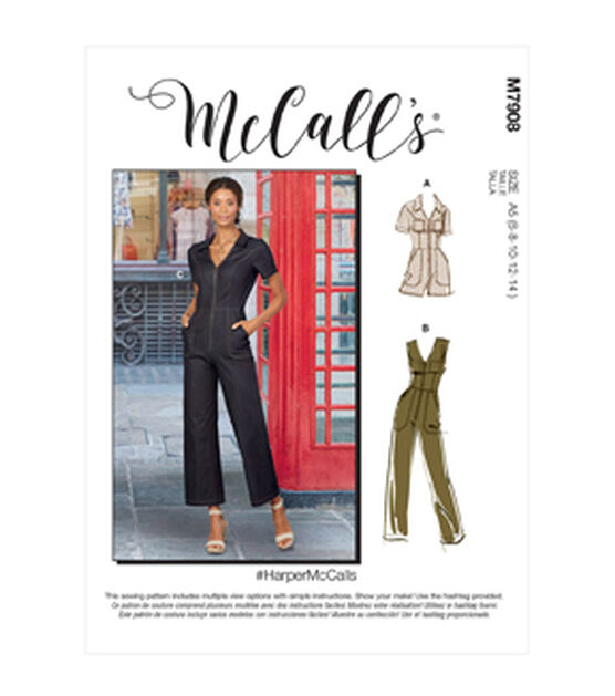 McCall's M7908 Size 14 to 22 Misses & Miss Jumpsuits Sewing Pattern