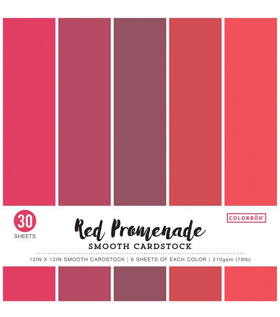 Colorbok 78lb Smooth Cardstock 12"X12" 30pk Red Promenade