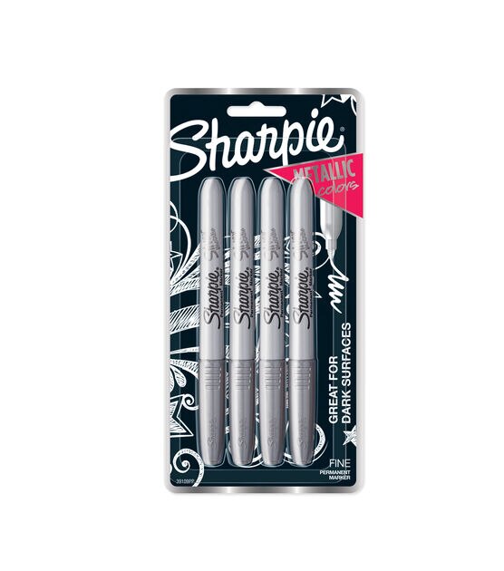 Sharpie Fine Point Metallic Permanent Markers 4PK Silver