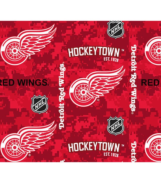 Detroit Red Wings Fleece Fabric Digital Camo