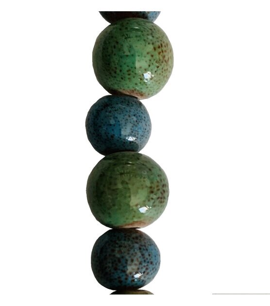 7" Green Ceramic Speckled Strung Beads by hildie & jo, , hi-res, image 2