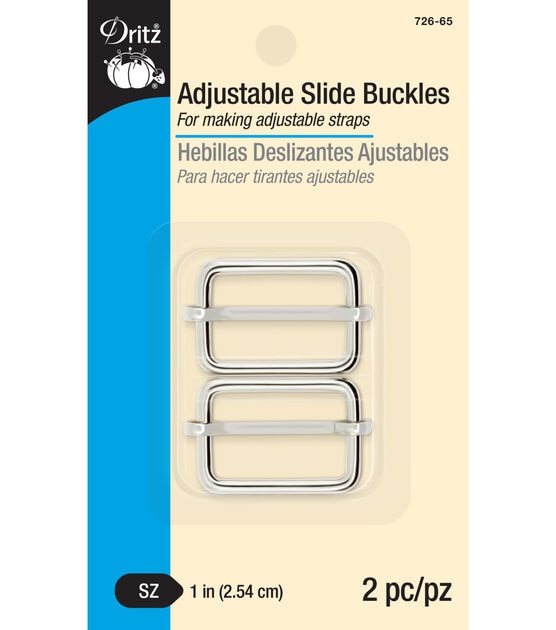 Dritz 1" Adjustable Slide Buckles, Nickel, 2 pc