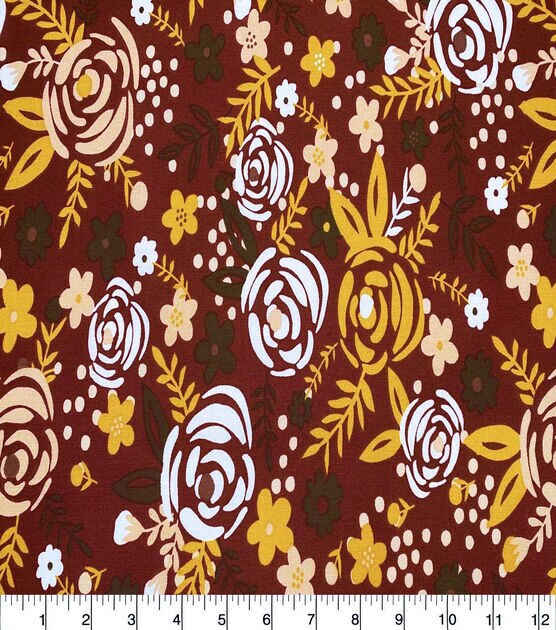 Whimsy Floral on Brown Quilt Cotton Fabric by Quilter's Showcase