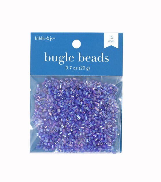 15mm Dark Blue 2 Cut Glass Bugle Beads by hildie & jo