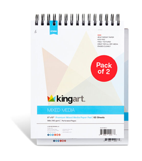 Kingart Mixed Media 2 Pack 8x10 Sketchbook 60pk