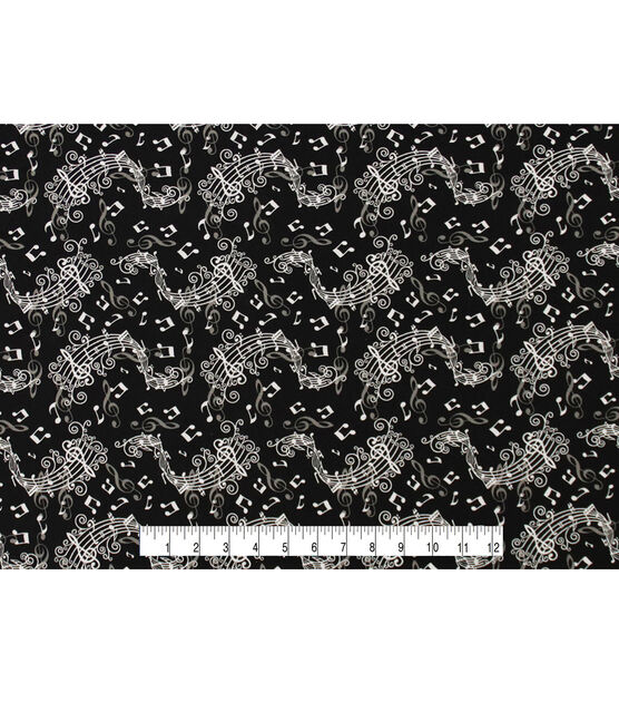 Music Notes On Black Novelty Cotton Fabric, , hi-res, image 4