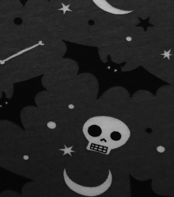Halloween Grey Halloween Icons Jersey Knit Fabric by POP!, , hi-res, image 3