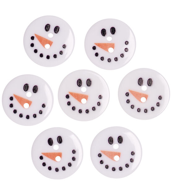 Flair Originals 1" White Snowman Face 2 Hole Buttons 7pc, , hi-res, image 3