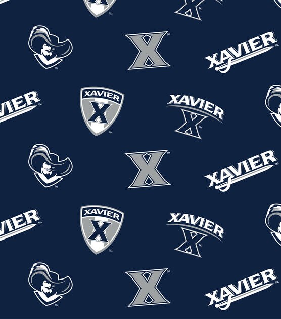 Xavier University Musketeers Cotton Fabric All Over Logo