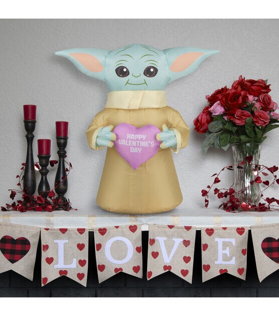 National Tree 20" Inflatable Valentine’s Baby Yoda, , hi-res, image 3