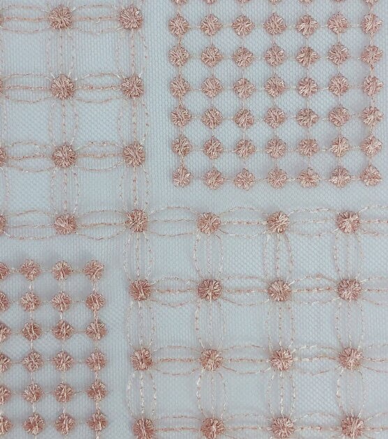 Pink Embroidered Block Dot Mesh Fabric by Sew Sweet, , hi-res, image 3