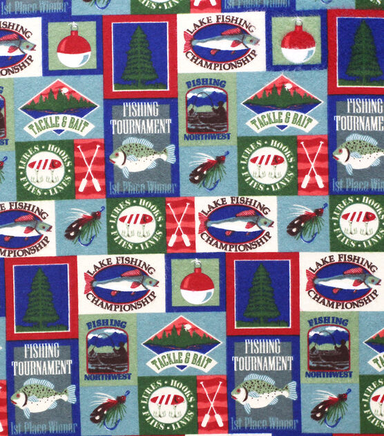 Fishing Patch Super Snuggle Flannel Fabric