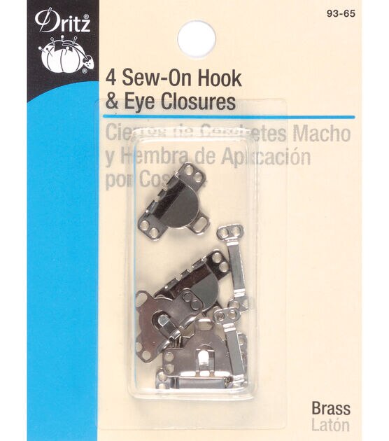 Dritz Sew-On Skirt Hook & Eye Closures 4/Pkg, Nickel