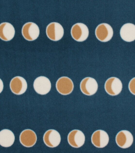 Gold Circles on Blue Anti Pill Fleece Fabric