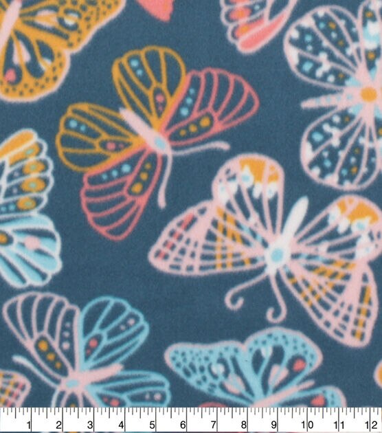 Pastel Butterflies Blizzard Fleece Fabric