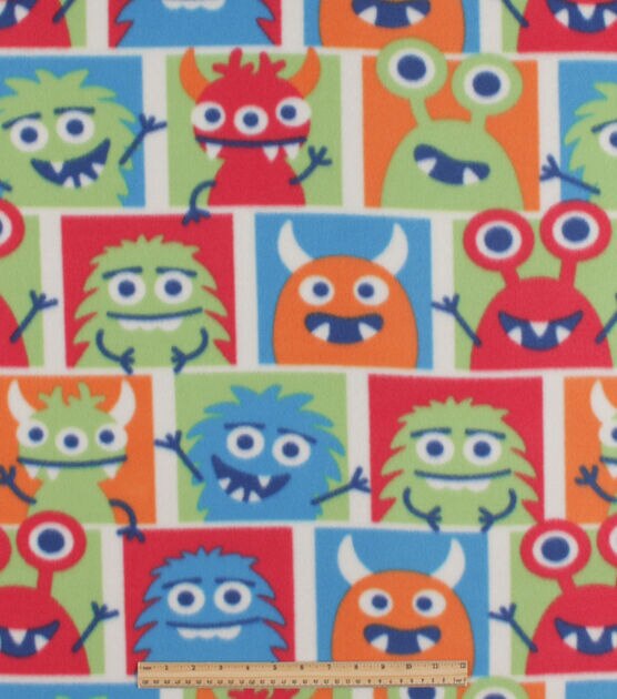 Grid Monsters Blizzard Prints Fleece Fabric, , hi-res, image 2
