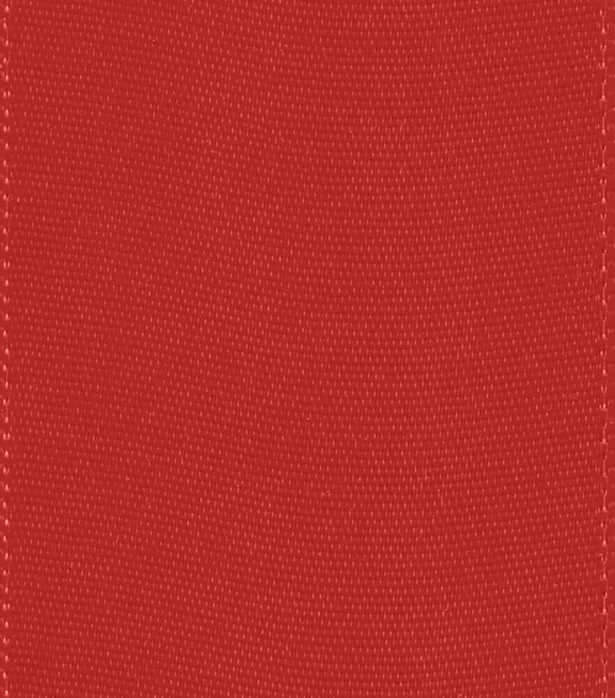 Offray 1.5"x21' Single Faced Satin Ribbon, Red, swatch