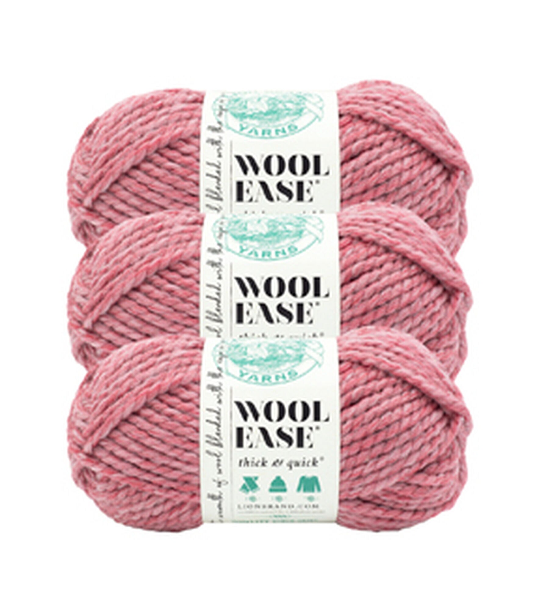 Lion Brand Wool Ease Thick & Quick Super Bulky Acrylic Yarn 3 Bundle