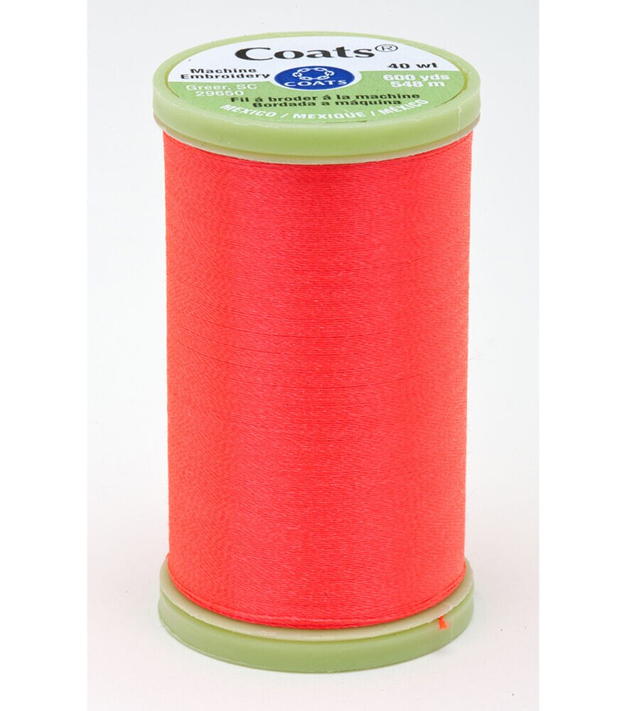 Coats & Clark Trilobal Embroidery Thread, Neon Coral, swatch
