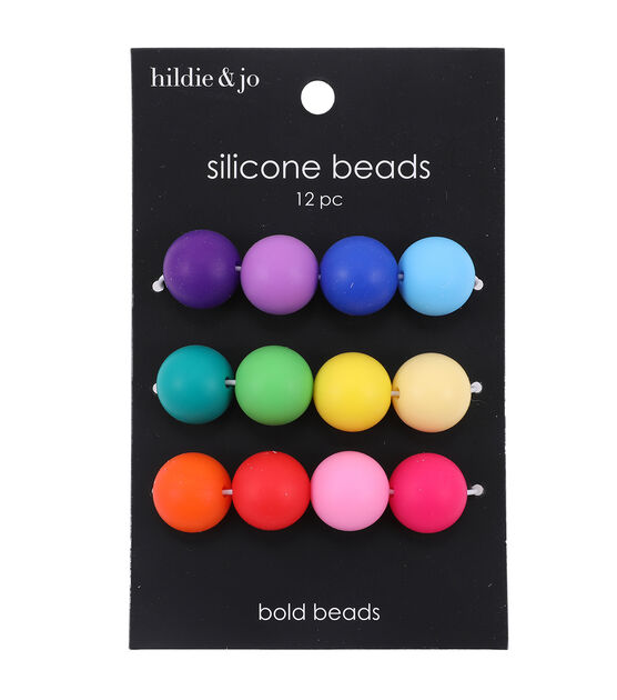 hildie & Jo 12mm Bright Multicolored Silicone Beads 12pc - Beads by Type - Beads & Jewelry Making