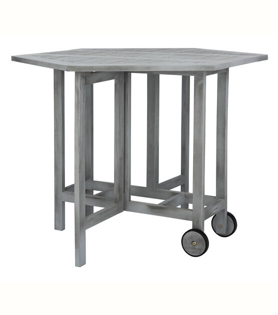 Safavieh Kerman Gray Wash Outdoor Table With 4pc Foldable Chair Set, , hi-res, image 4