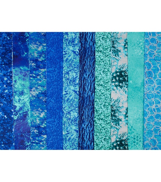 2.5" x 42" Blues Metallic Cotton Fabric Roll 20ct by Keepsake Calico, , hi-res, image 2