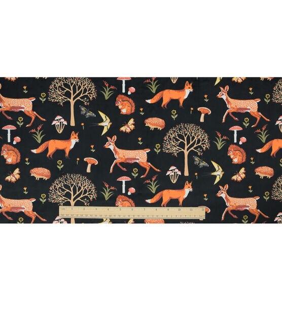 Soft & Minky Woodland Animals on Black Fleece Fabric, , hi-res, image 4