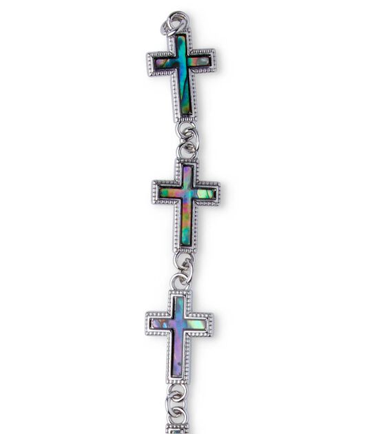 7" Cross Shell & Metal Strung Beads by hildie & jo, , hi-res, image 3