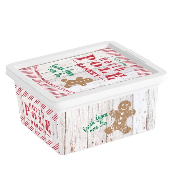 7 x 7 Christmas Holly Jolly Gingerbread Plastic Storage Bin