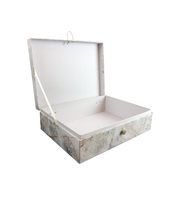 12.5" Stone Pattern Rectangle Box With Button Closure, , hi-res, image 2
