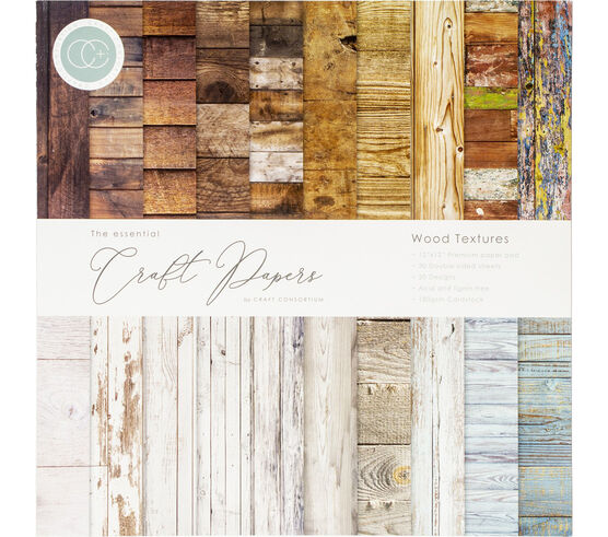 Craft Consortium Double Sided Paper Pad 12''X12'' 30 Pkg Wood Textures