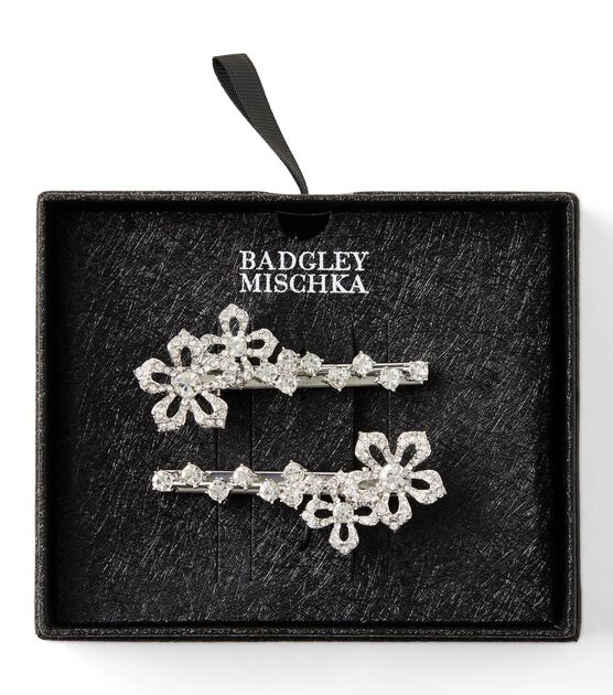 Badgley Mischka 2 pk Casted Stone Flower Metal Hair Clips