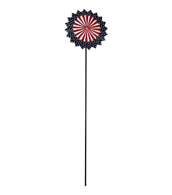 16" Patriotic Red & Blue Iron Mini Yard Stake by Place & Time